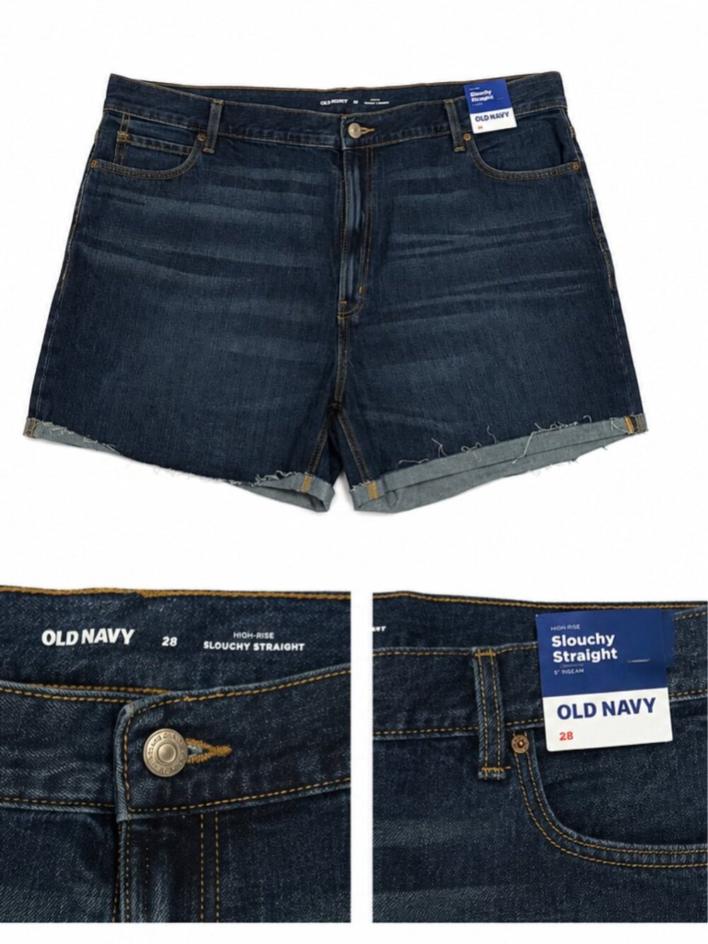 NWT Old Navy High-Rise Slouchy Straight Denim Shorts Size 28